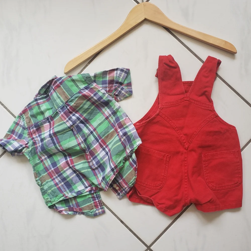 Ralph L. & Happy Kid 💙‎ Vintage Overalls Top Plaid